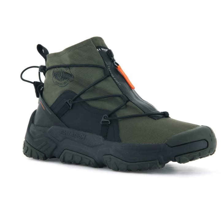 Palladium Off-grid Hi Zip Waterproof + Men's Sneakers Olive | UK H461-MPK